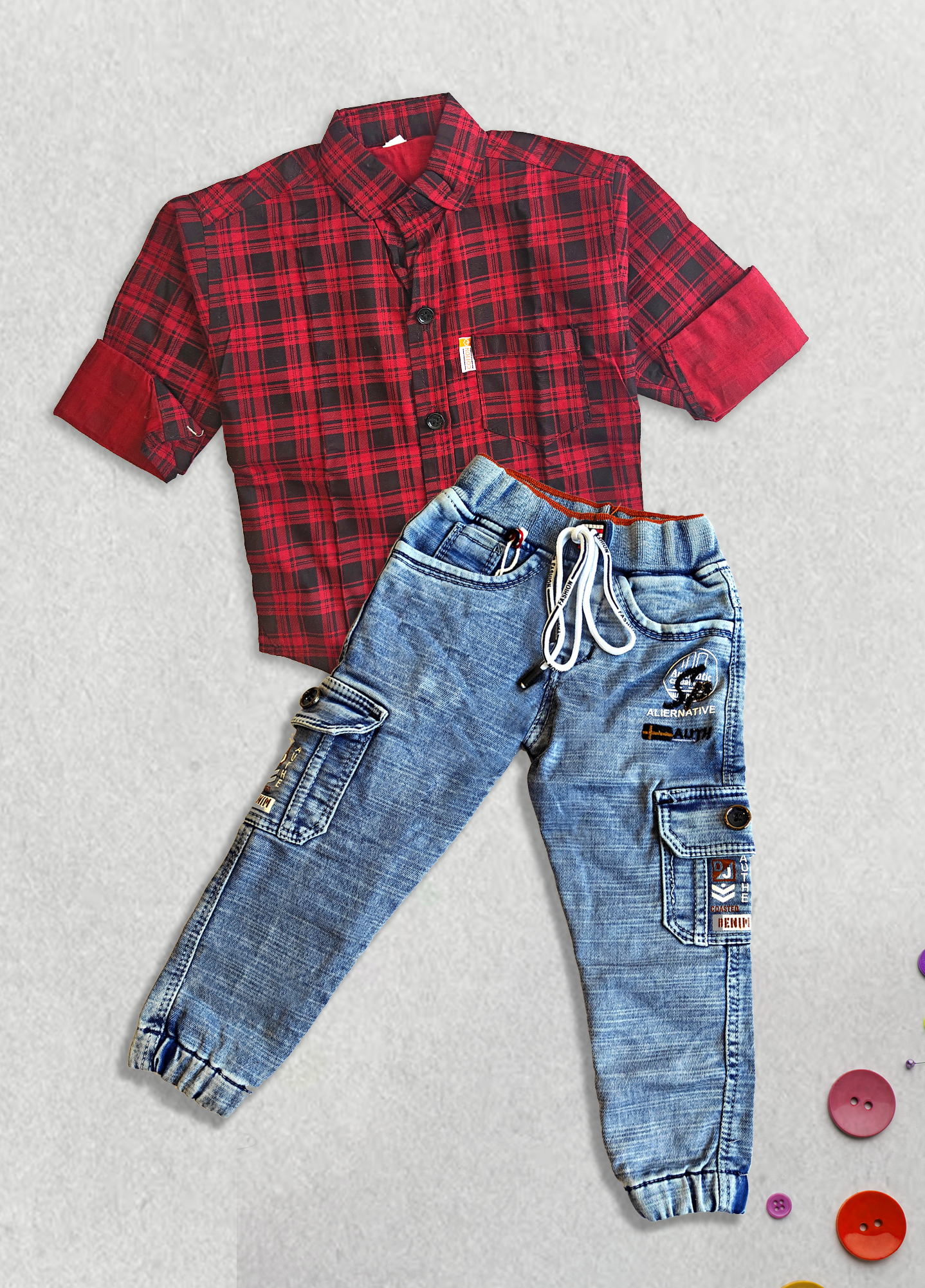 Jeans Year Old Boy Outfits Casual Pair Red Checkered Full Sleeve