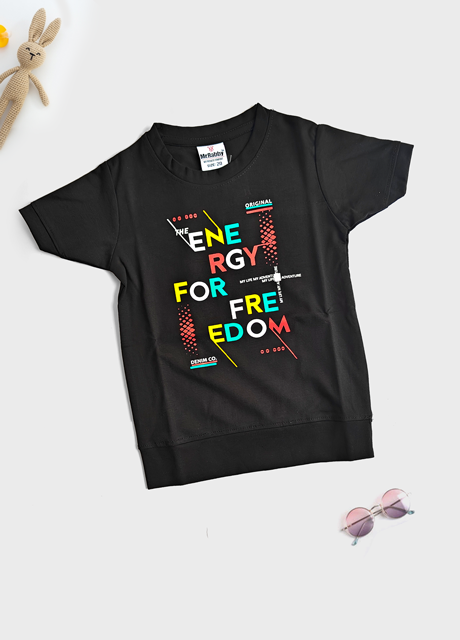 Shop Trendy Black Graphic Cotton T-Shirt for Baby Boys & Girls | Stylish & Soft