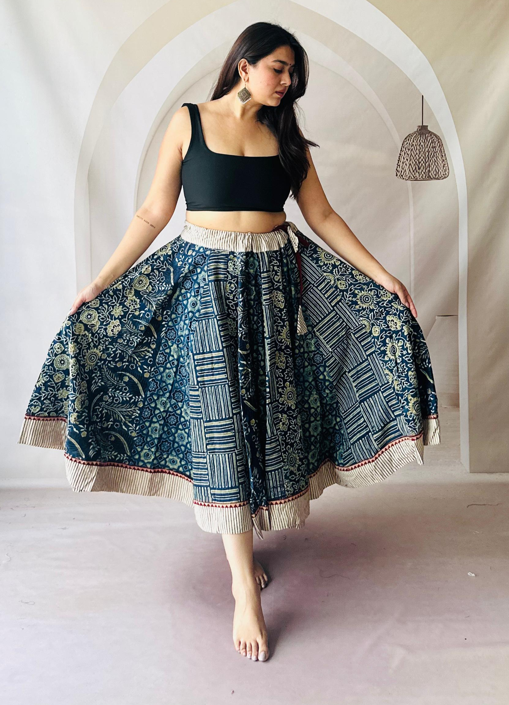 Vibrant Mini Kalli Skirt for Navratri Nights Flared Printed